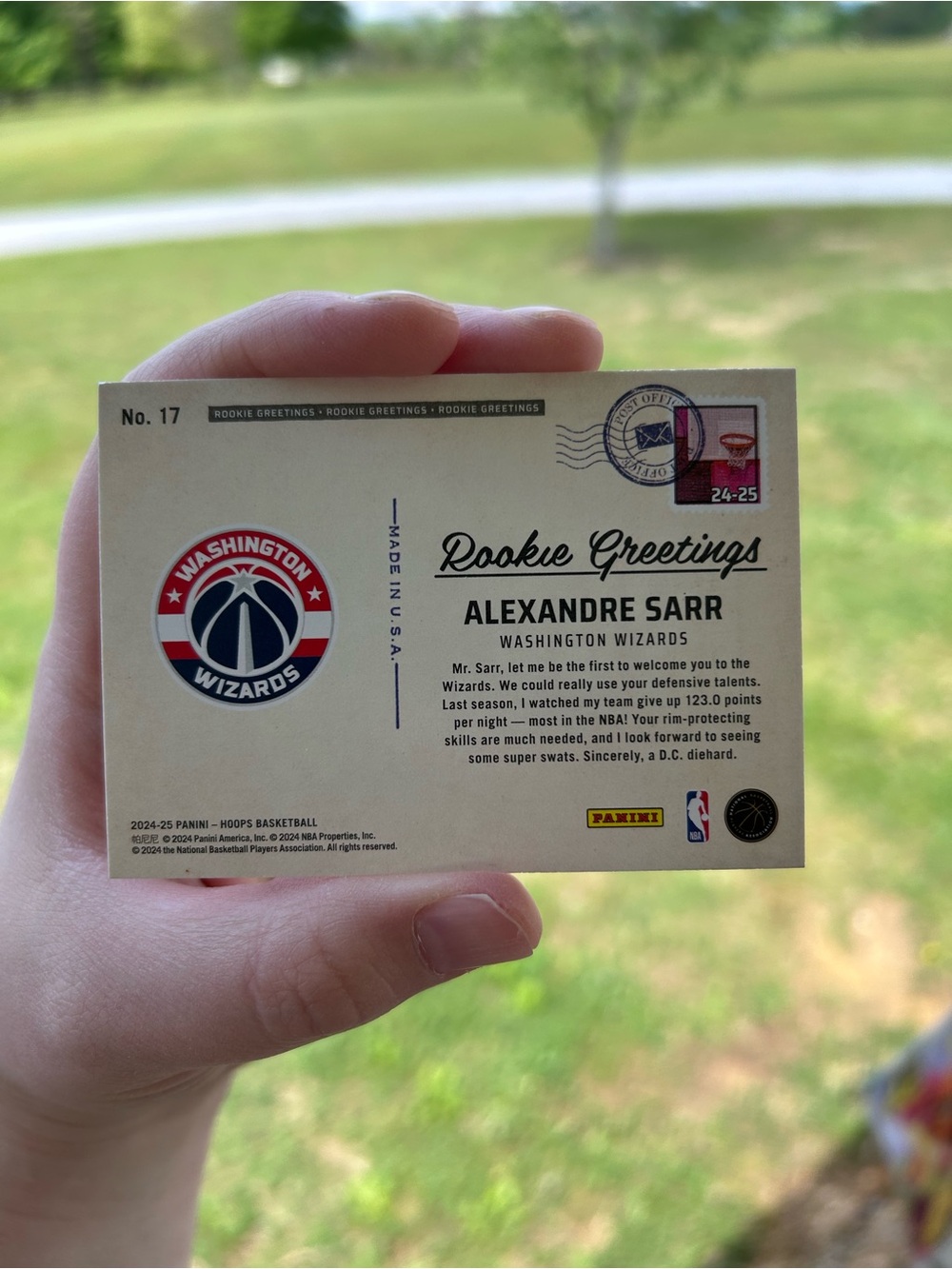 Panini Rookie Greetings - Alexandre Sarr NBA Hoops card Washington wizards - Picture 4 of 4